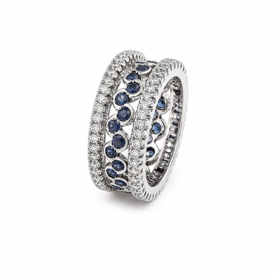 Ringe Recarlo Dame in Gold Zaffiri+Diamanti 0.75 Ct ZH 658/Z - ZH 658/Z